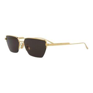 Bottega Veneta Unisex Square/Rectangle Gold Gold Grey Fashion Designer Eyewear
